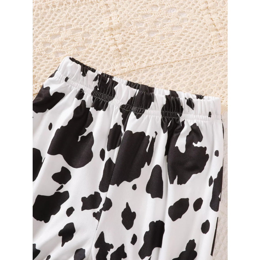 Children’s Cow Print Ruffle Sleeve Top and Shorts Set Apparel and Accessories