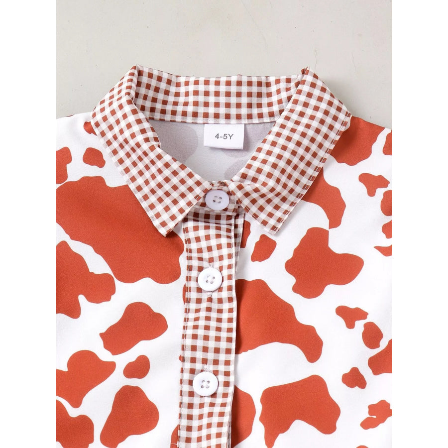 Children’s Cow Print Ruffle Sleeve Top and Shorts Set Black / 18-24M Apparel Accessories