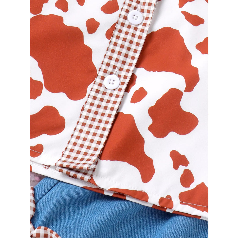 Children’s Cow Print Ruffle Sleeve Top and Shorts Set Apparel and Accessories