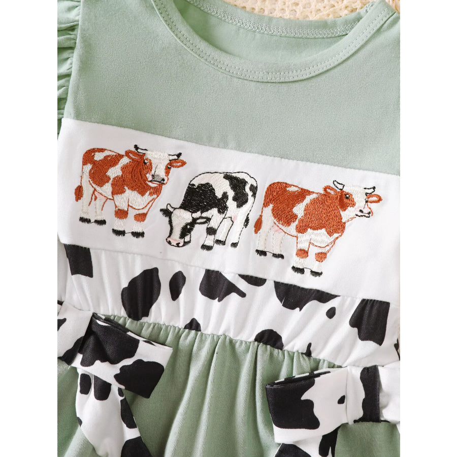 Children’s Cow Print Ruffle Sleeve Top and Shorts Set Apparel and Accessories