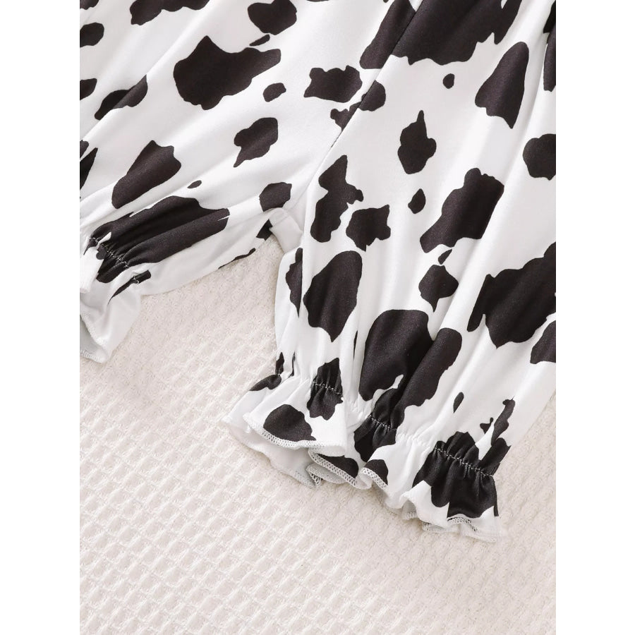 Children’s Cow Print Ruffle Sleeve Top and Shorts Set Apparel and Accessories