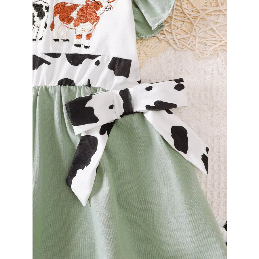 Children’s Cow Print Ruffle Sleeve Top and Shorts Set Apparel and Accessories