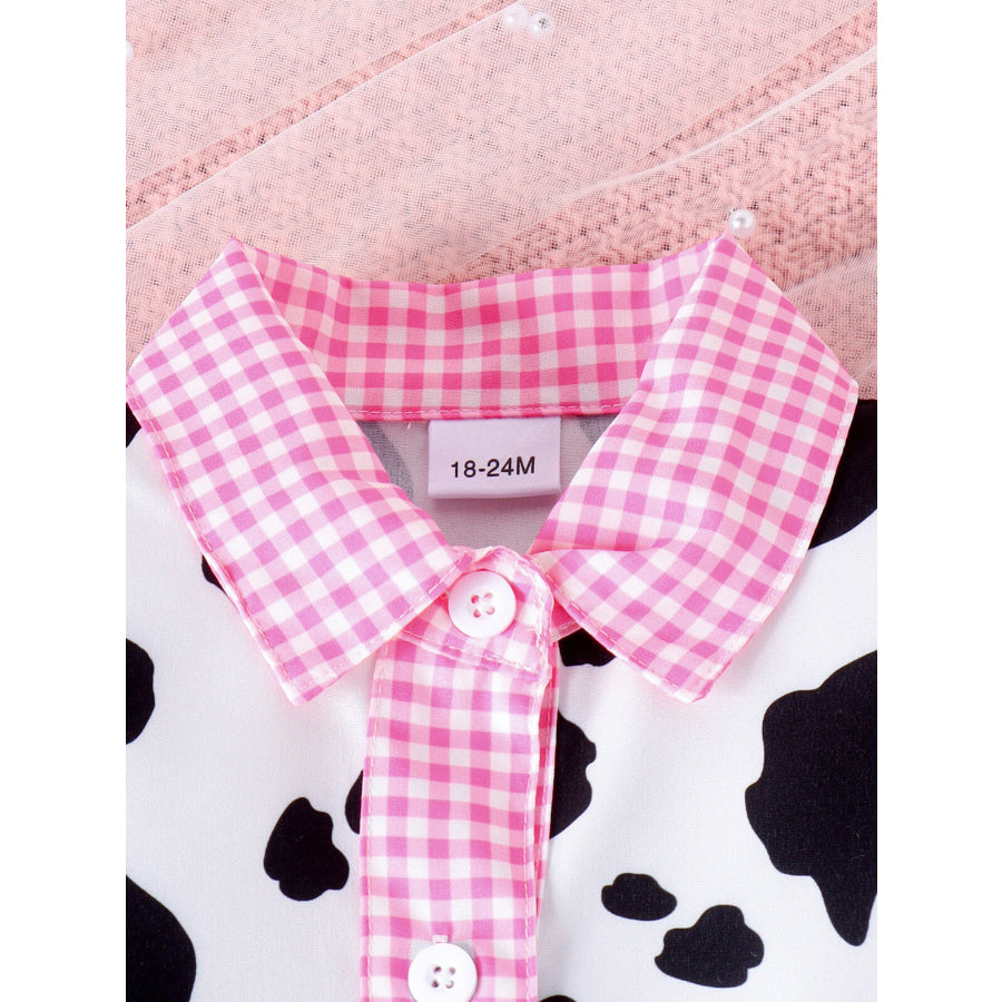 Children’s Cow Print Ruffle Trim Top and Denim Shorts Set Apparel and Accessories