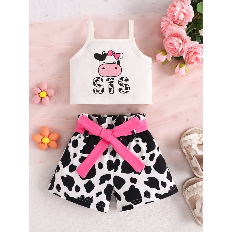 Children’s Cow Print Tank Top & Shorts Set White / 6-12M Apparel and Accessories