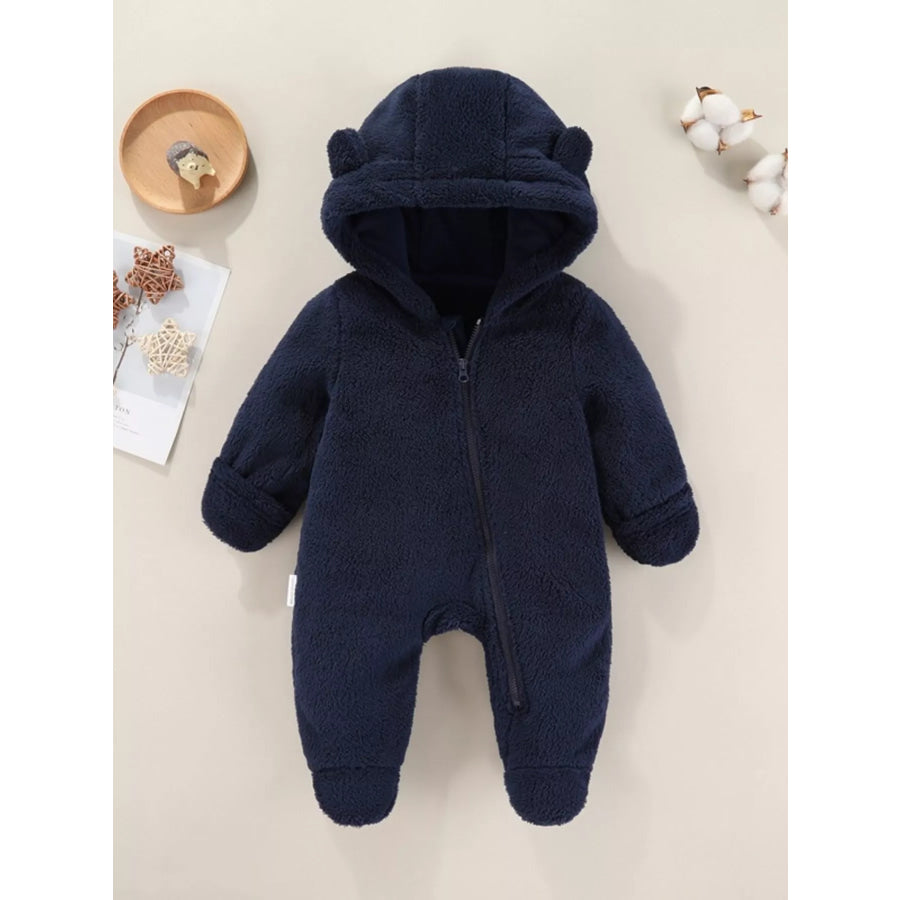 Children’s Cozy Bear Hooded Fleece One-Piece Dark Navy / 3-6M Apparel and Accessories