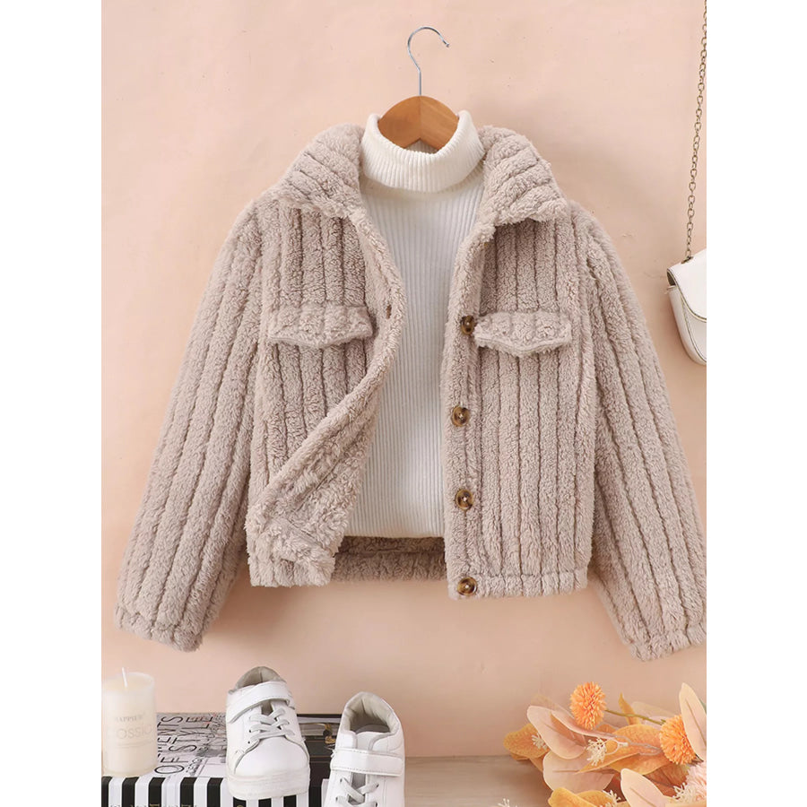 Children’s Cozy Fleece Button-Down Jacket Khaki / 8Y Apparel and Accessories