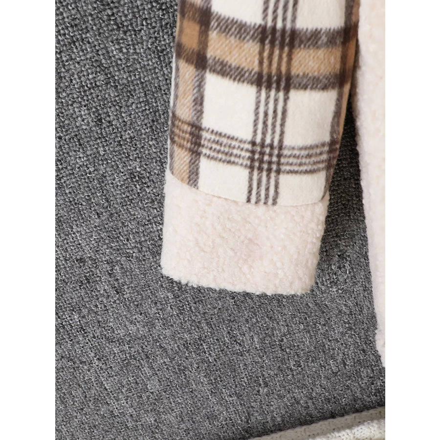 Children’s Cozy Plaid Sleeve Fleece Jacket Apparel and Accessories
