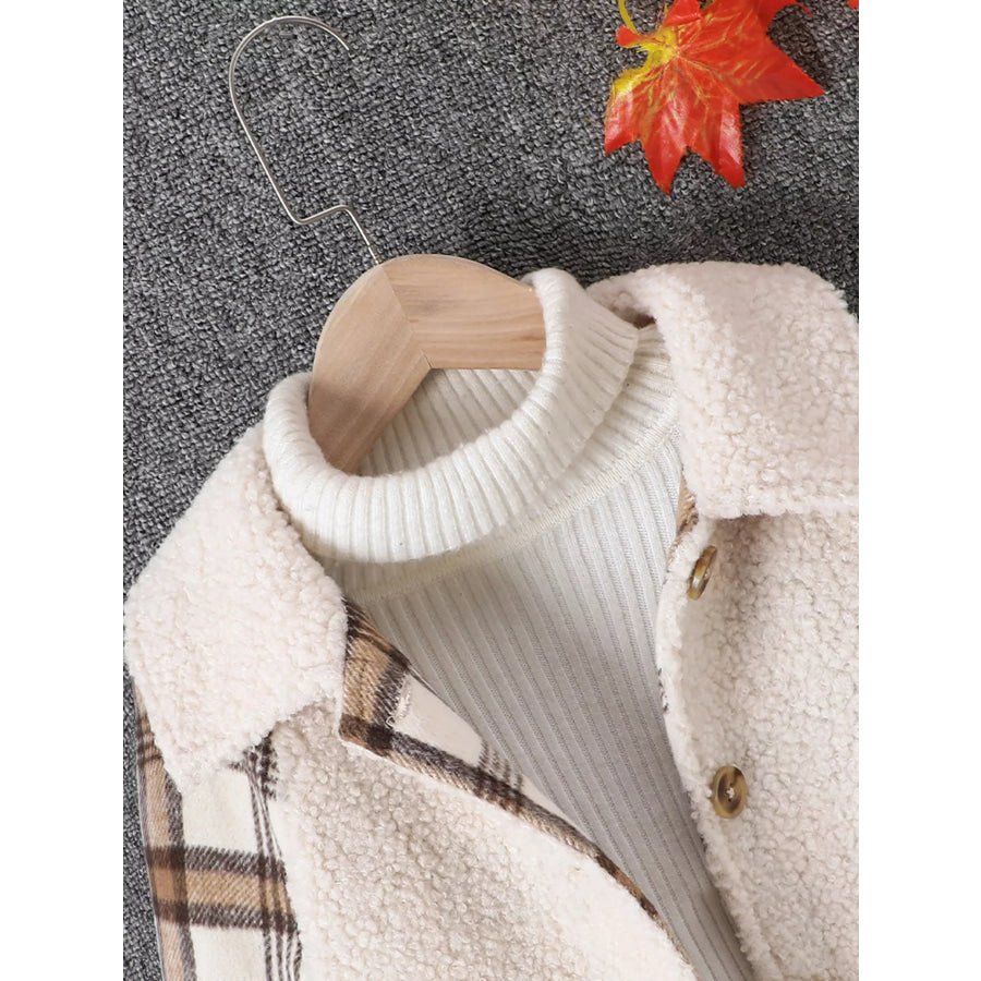 Children’s Cozy Plaid Sleeve Fleece Jacket Apparel and Accessories
