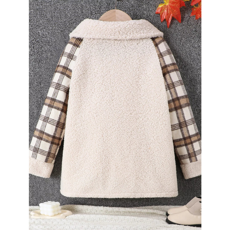 Children’s Cozy Plaid Sleeve Fleece Jacket Apparel and Accessories