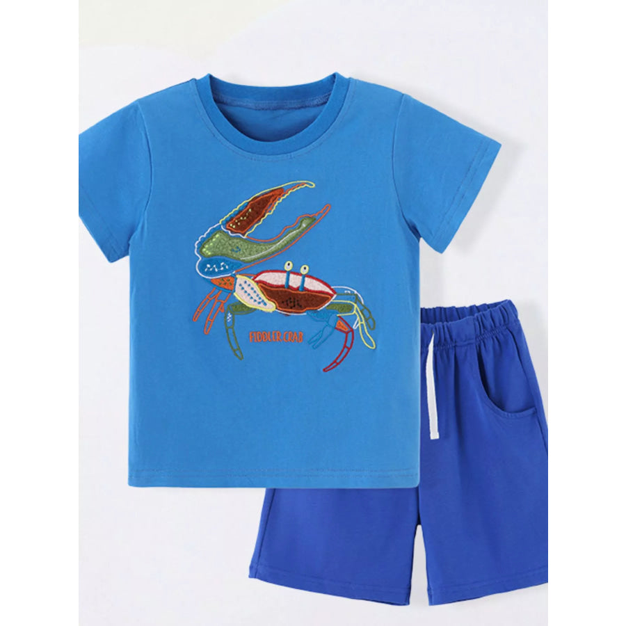 Children’s Crab Embroidered T-Shirt and Shorts Set Apparel and Accessories
