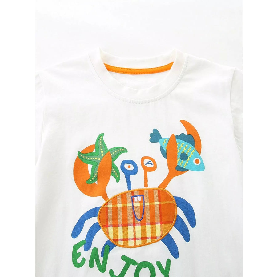 Children’s Crab Graphic Tee & Plaid Shorts Set Apparel and Accessories