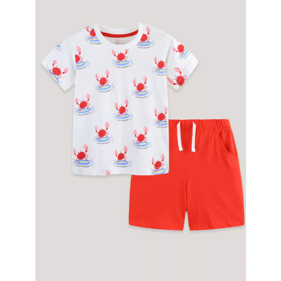 Children’s Crab Print T-Shirt & Shorts Set Apparel and Accessories