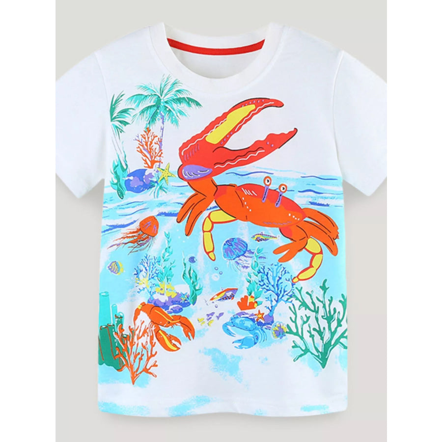 Children’s Crab Round Neck T-Shirt White / 2Y Apparel and Accessories