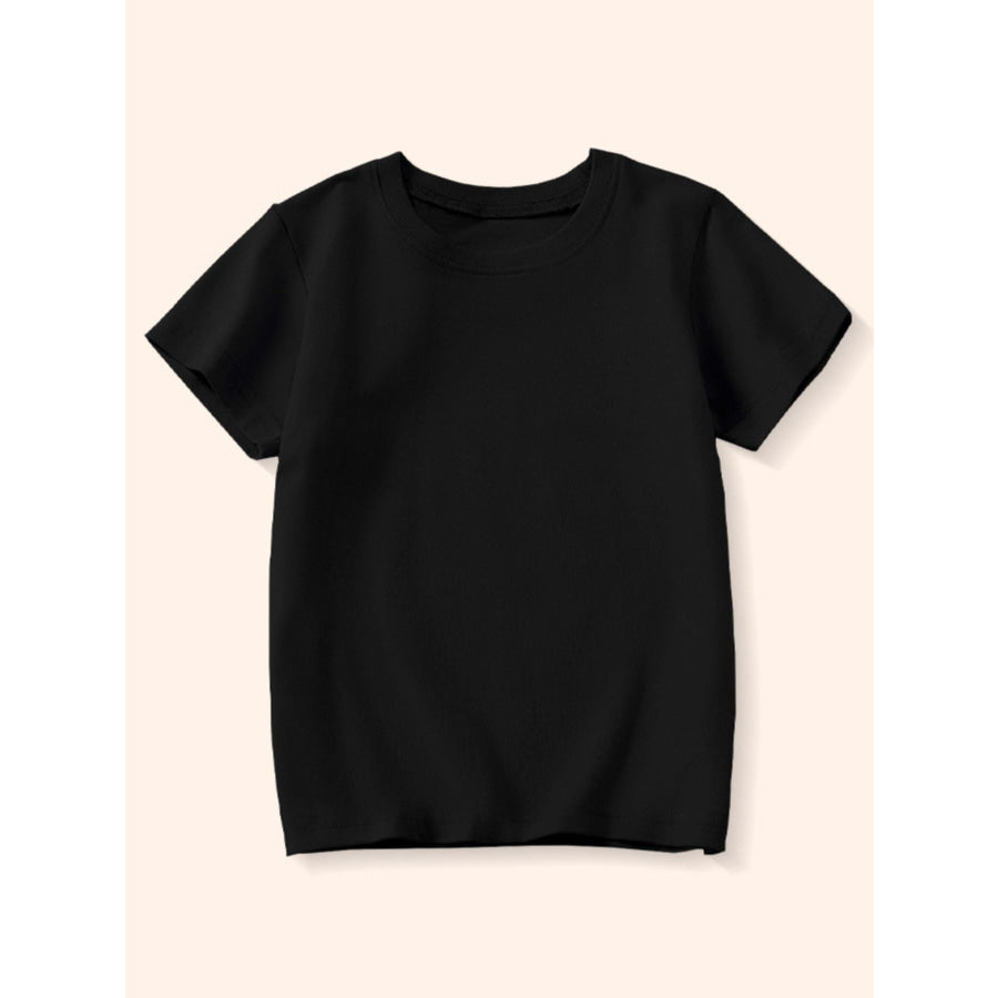 Children’s Crew Neck Round Neck T-Shirt Black / 3Y Apparel and Accessories