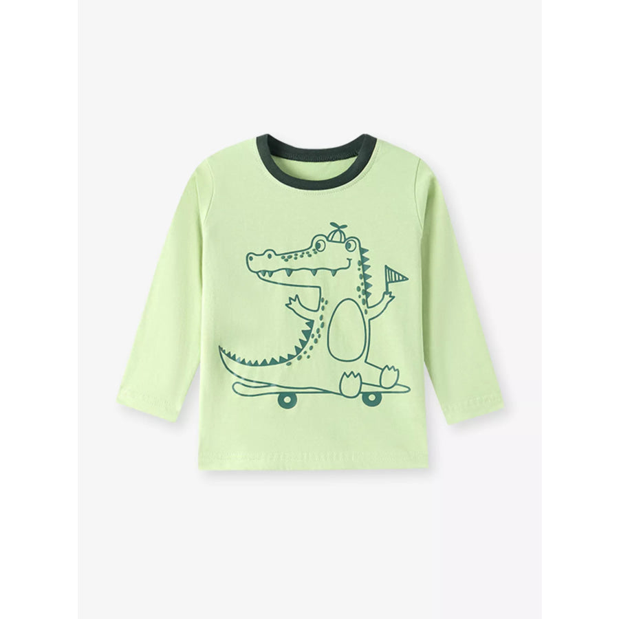 Children’s Crocodile Graphic Long Sleeve T-Shirt Light Green / 2Y Apparel and Accessories