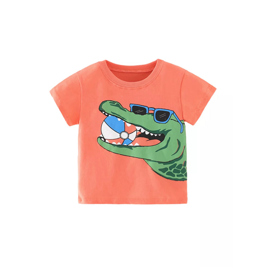 Children’s Crocodile Graphic Print Short Sleeve T-Shirt Coral / 5Y Apparel and Accessories