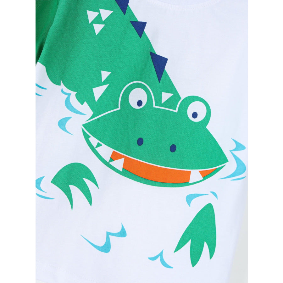 Children’s Crocodile Graphic Round Neck T-Shirt Apparel and Accessories