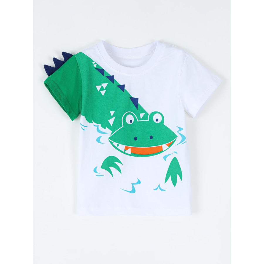 Children’s Crocodile Graphic Round Neck T-Shirt Apparel and Accessories