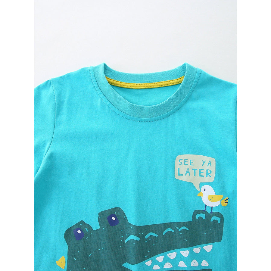 Children’s Crocodile Graphic Tee and Plaid Shorts Set Apparel and Accessories