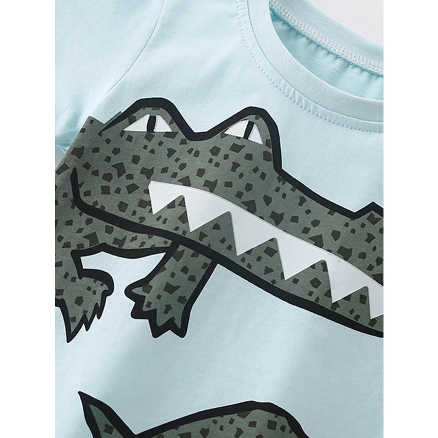 Children’s Crocodile Round Neck Tee and Shorts Set Apparel and Accessories