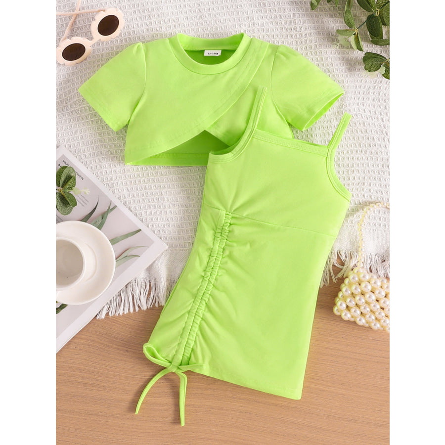 Children’s Crop Top & Ruched Dress Set Light Green / 12-18M Apparel and Accessories