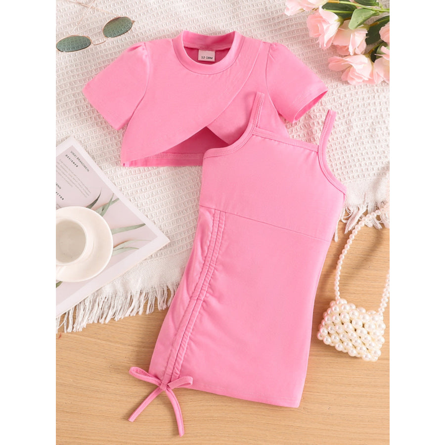 Children’s Crop Top & Ruched Dress Set Pink / 12-18M Apparel and Accessories