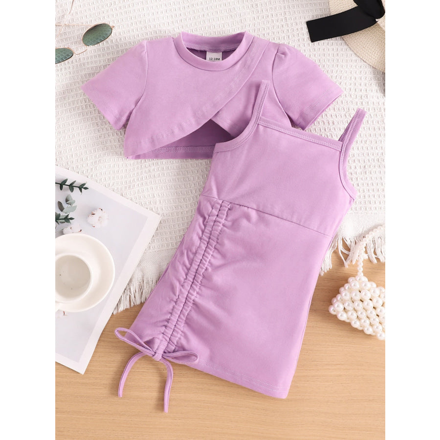 Children’s Crop Top & Ruched Dress Set Violet / 12-18M Apparel and Accessories