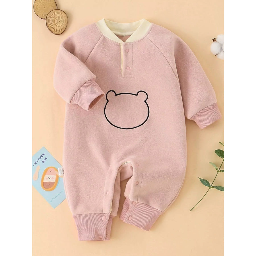 Children’s Cute Bear Long Sleeve One-Piece Dusty Pink / 3-6M Apparel and Accessories