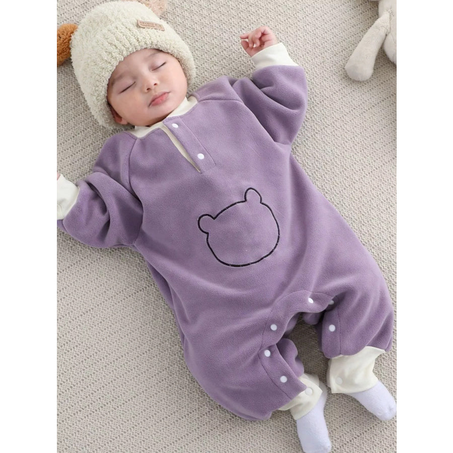 Children’s Cute Bear Long Sleeve One-Piece Lavender / 3-6M Apparel and Accessories