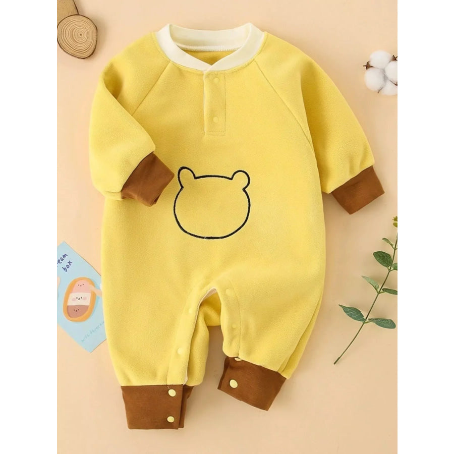 Children’s Cute Bear Long Sleeve One-Piece Yellow / 3-6M Apparel and Accessories