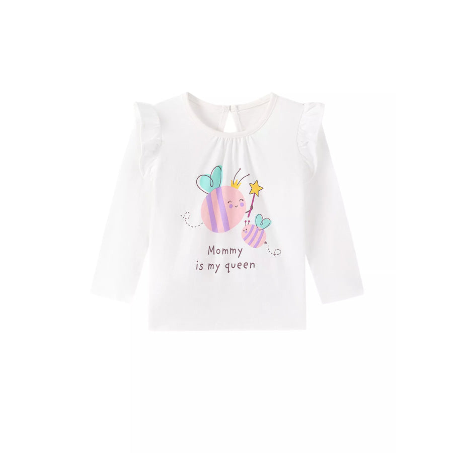 Children’s Cute Bee Print Long Sleeve T-Shirt with Ruffle Details Apparel and Accessories