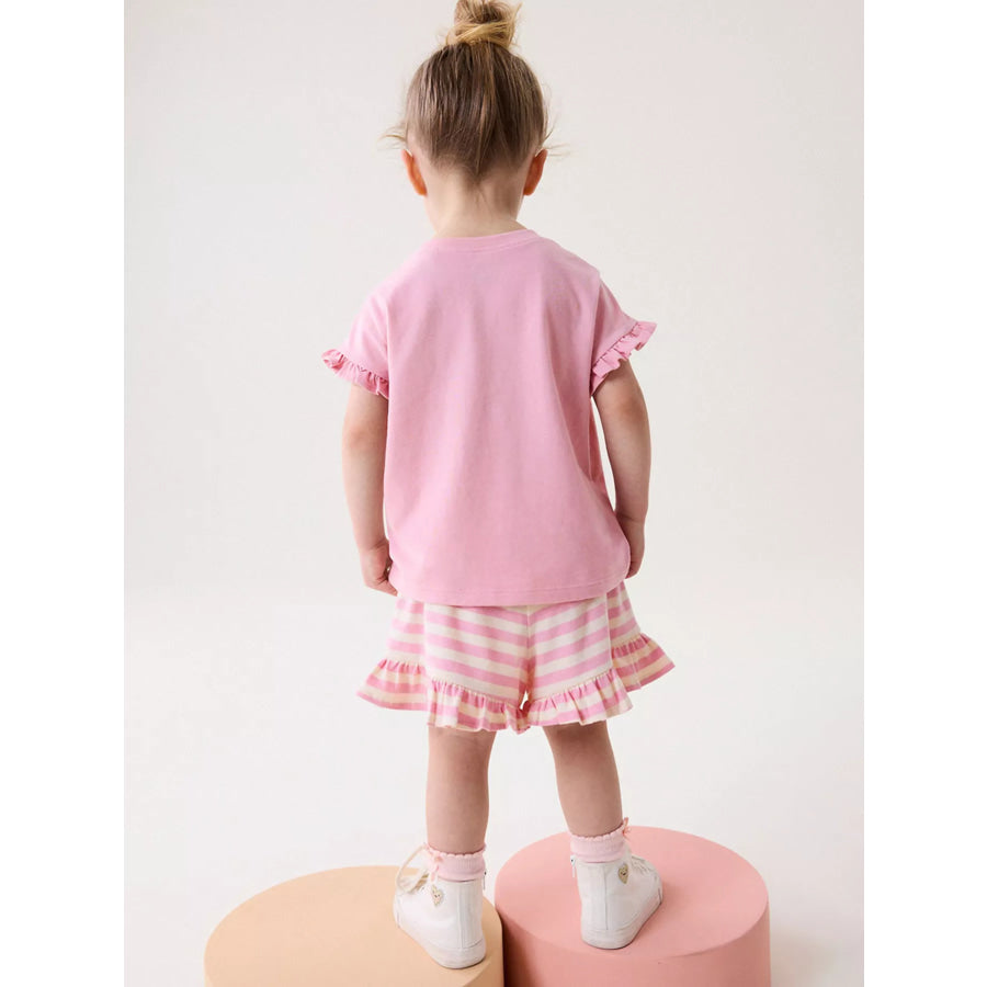 Children’s Cute Bunny Applique Ruffle Trim Set Apparel and Accessories