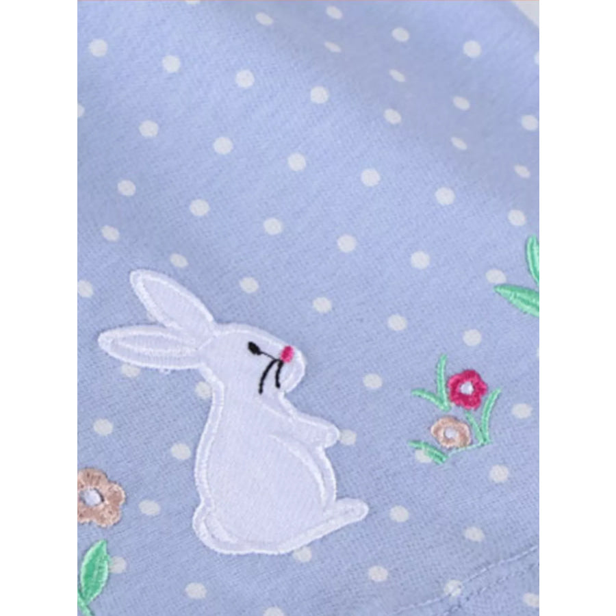 Children’s Cute Bunny Embroidered Polka Dot Dress Apparel and Accessories