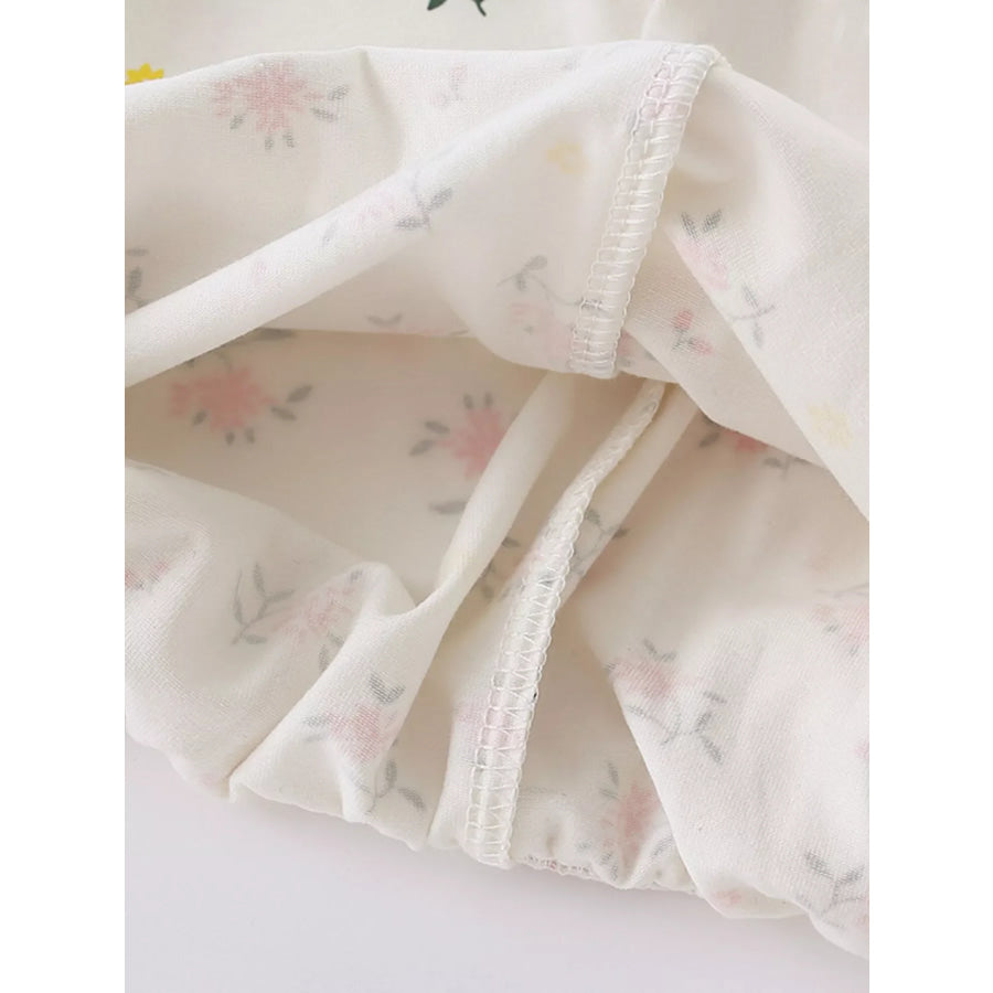 Children’s Cute Bunny Graphic Top and Floral Pants Set Apparel and Accessories