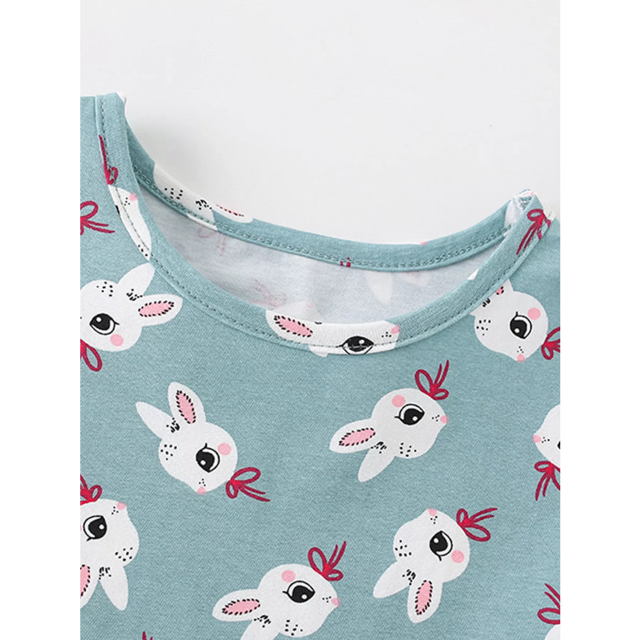 Children’s Cute Bunny Print Tiered Ruffle Dress Apparel and Accessories