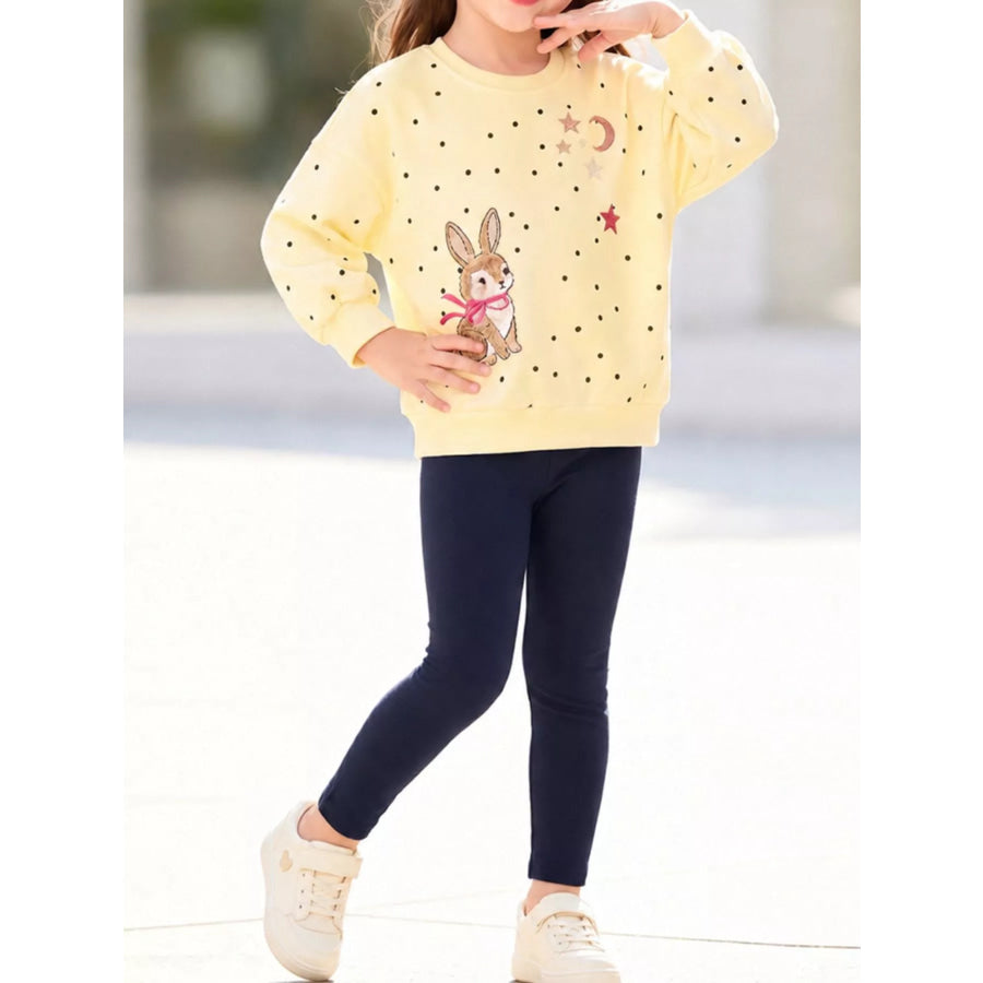 Children’s Cute Bunny Sweatshirt and Leggings Set Cream / 2Y Apparel Accessories