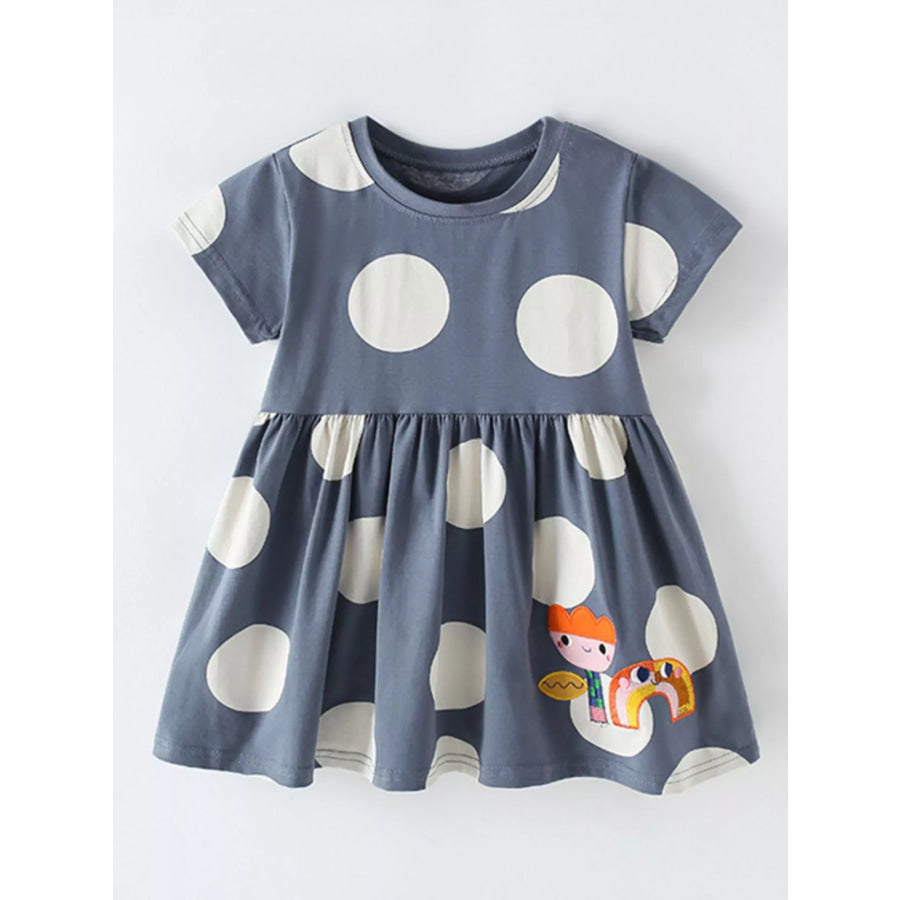Children’s Cute Cartoon Applique Polka Dot Dress Apparel and Accessories