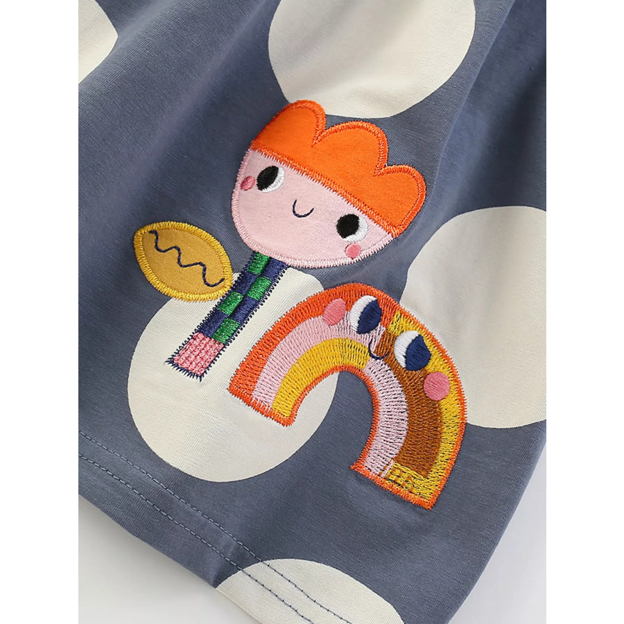 Children’s Cute Cartoon Applique Polka Dot Dress Apparel and Accessories