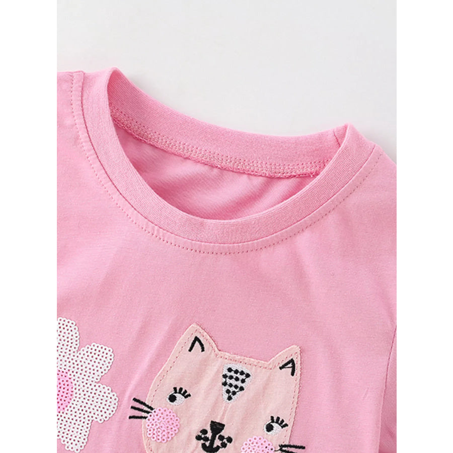 Children’s Cute Cartoon Applique Short Sleeve T-Shirt Apparel and Accessories
