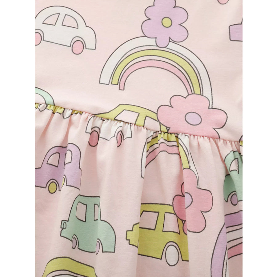 Children’s Cute Cartoon Car Print Casual Dress Apparel and Accessories