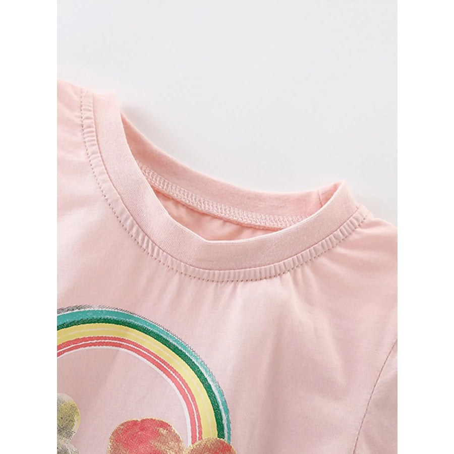 Children’s Cute Cartoon Flower Print Short Sleeve T-Shirt Apparel and Accessories