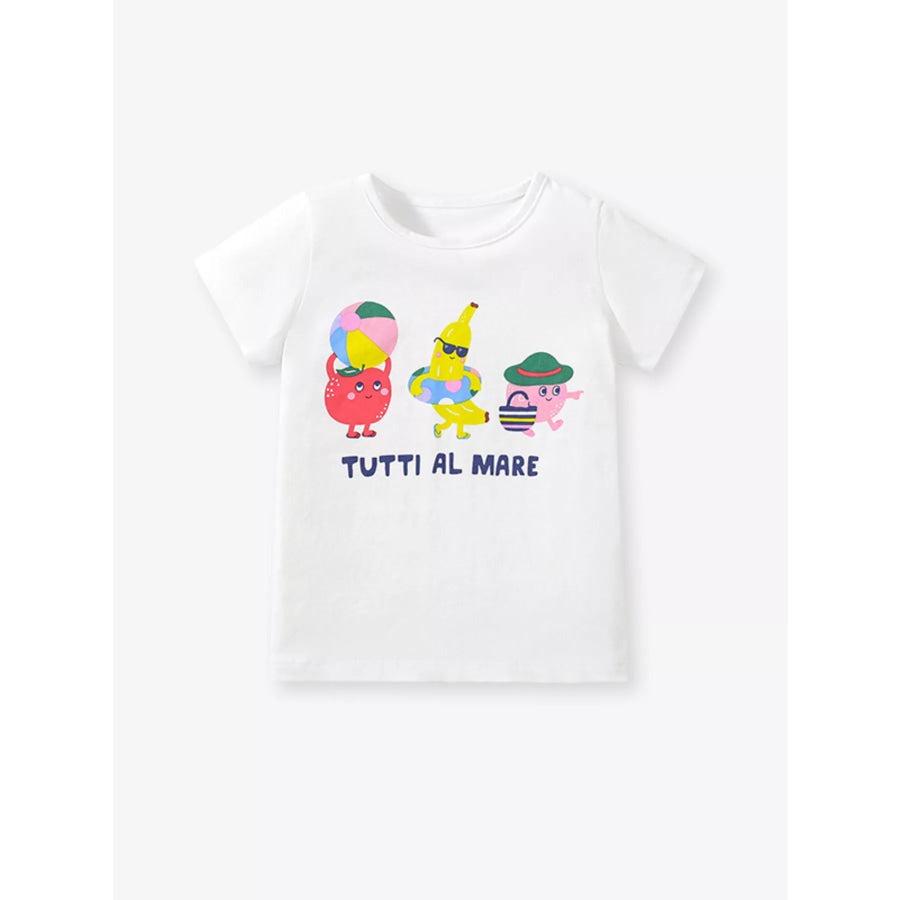 Children’s Cute Cartoon Graphic Short Sleeve T-Shirt White / 2Y Apparel and Accessories