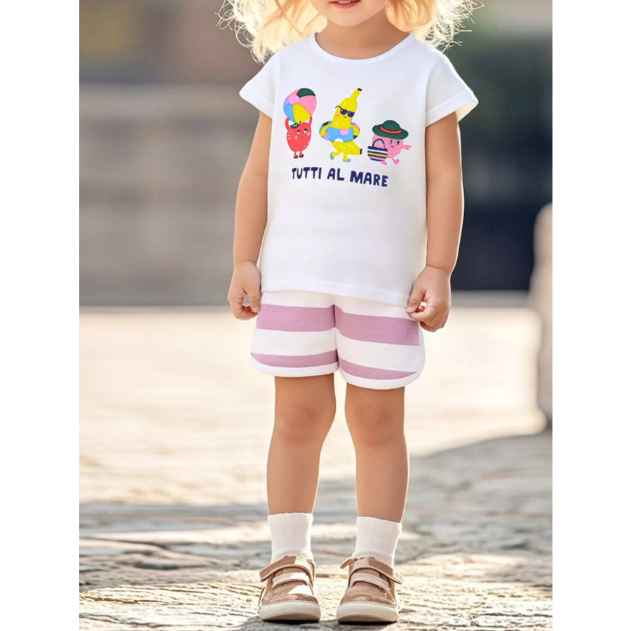 Children’s Cute Cartoon Graphic Short Sleeve T-Shirt White / 2Y Apparel and Accessories
