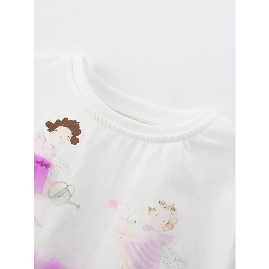 Children’s Cute Cartoon Graphic Tulle Dress Apparel and Accessories