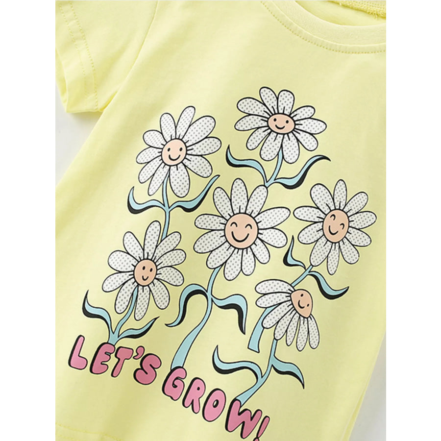 Children’s Cute Daisy Print Graphic Sleeve T-Shirt Apparel and Accessories