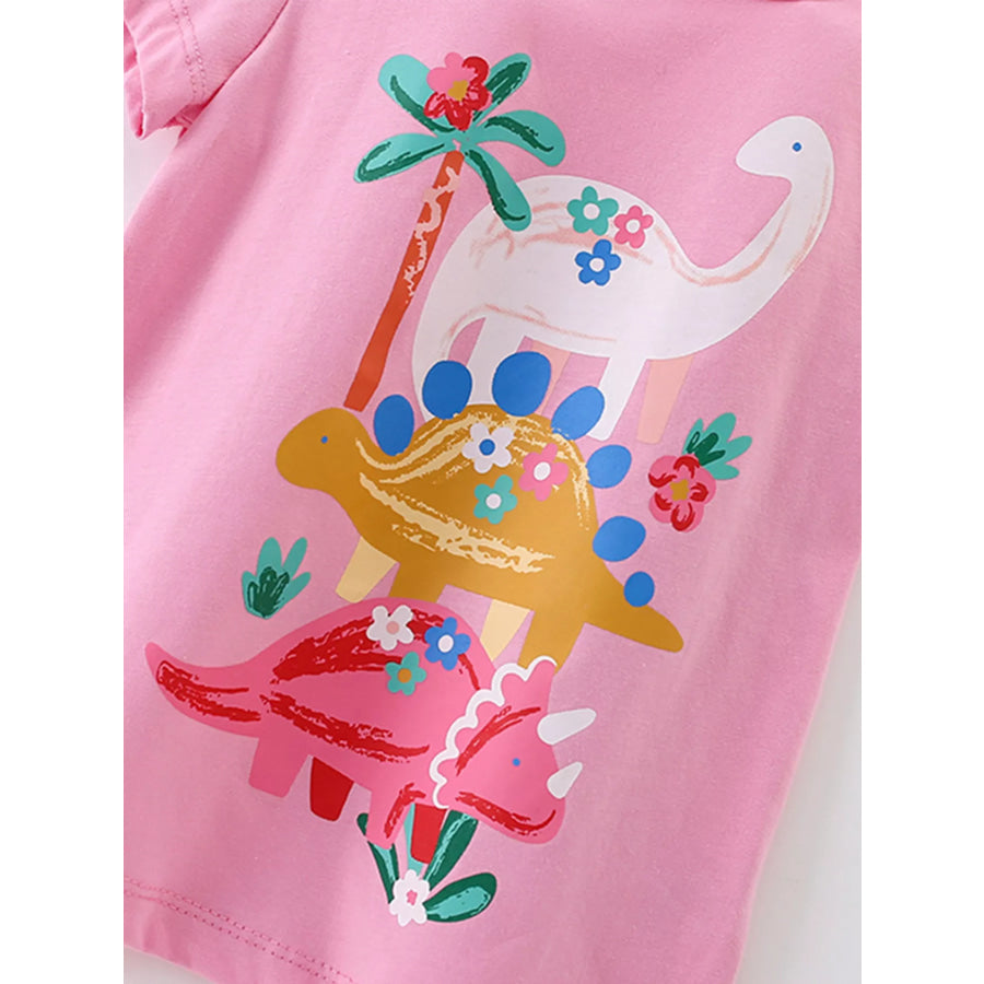 Children’s Cute Dinosaur Graphic Short Sleeve T-Shirt Apparel and Accessories