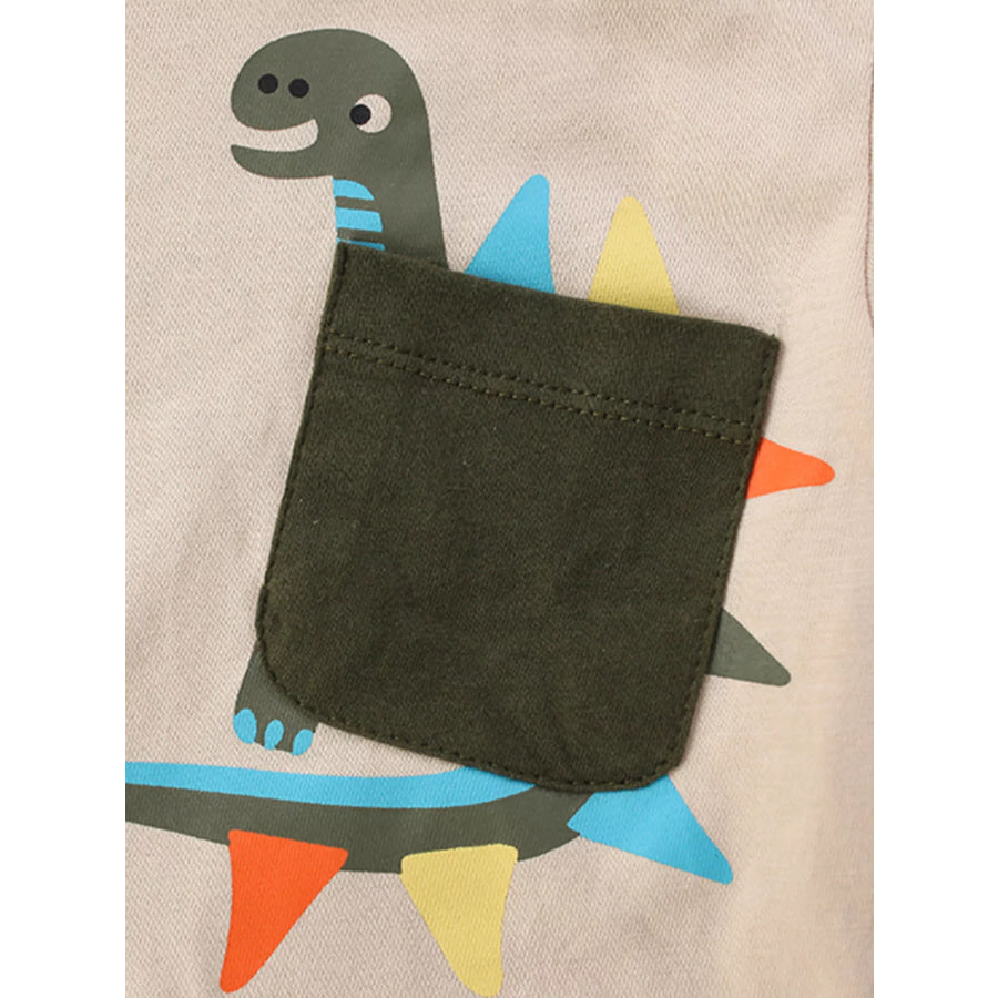 Children’s Cute Dinosaur Pocket Short Sleeve T-Shirt Apparel and Accessories