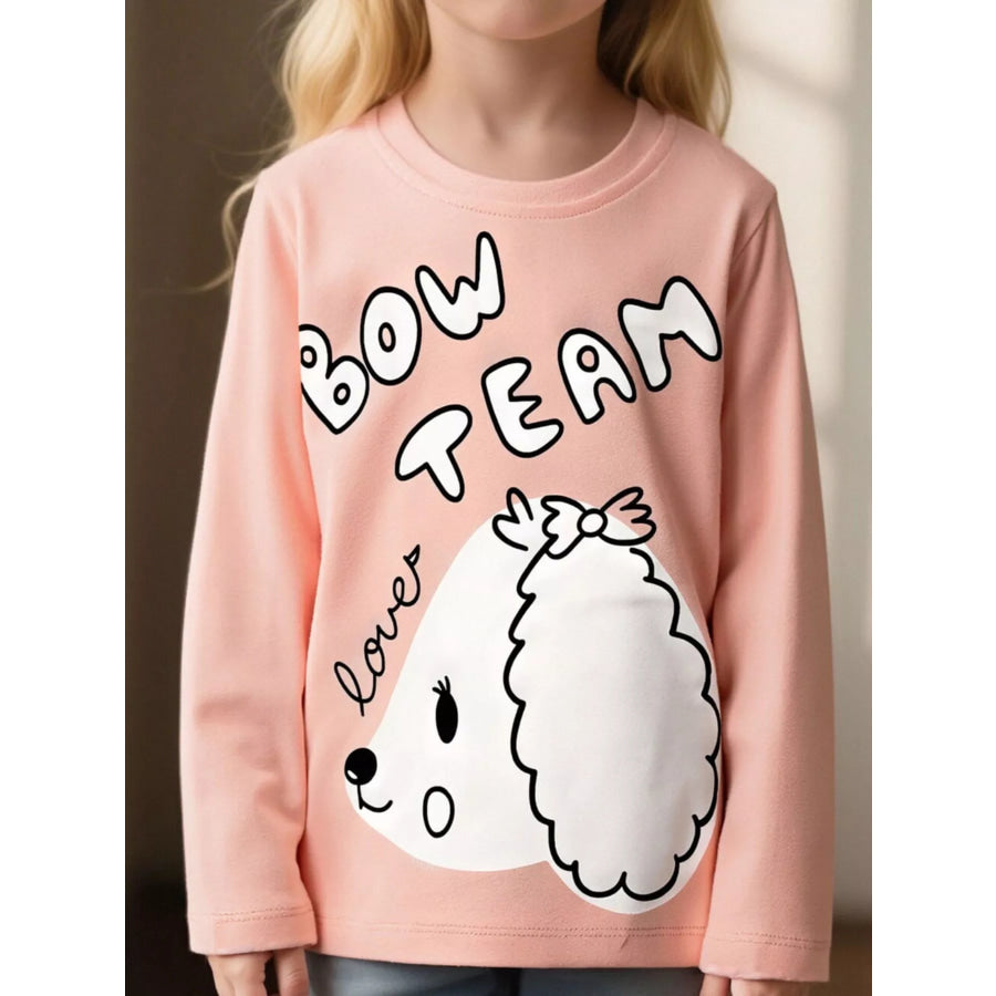 Children’s Cute Dog Long Sleeve T-Shirt Watermelon pink / 3Y Apparel and Accessories