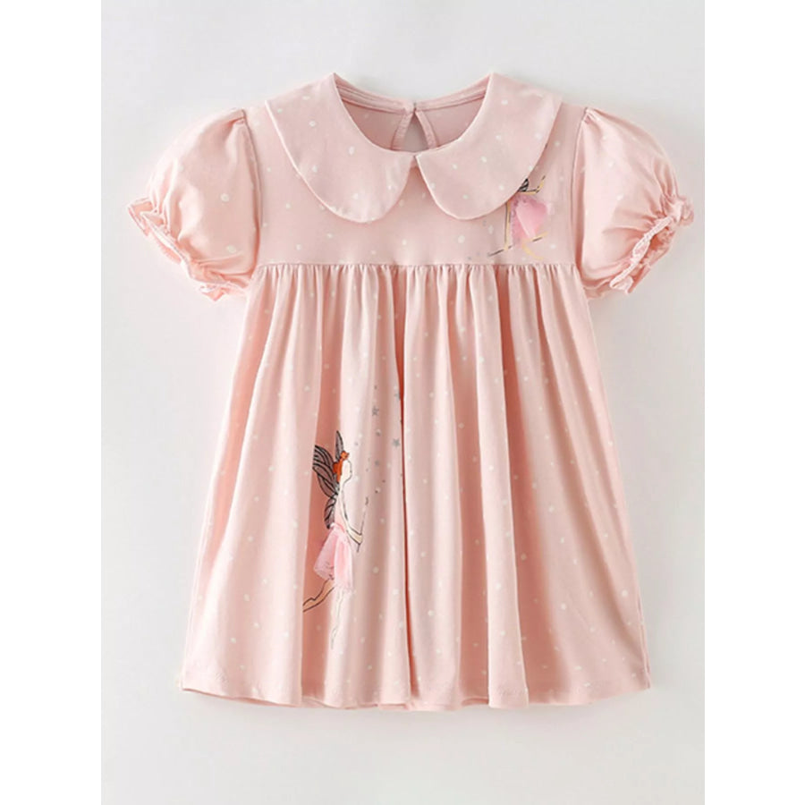 Children’s Cute Fairy Embroidered Peter Pan Collar Dress Dusty Pink / 6Y Apparel and Accessories