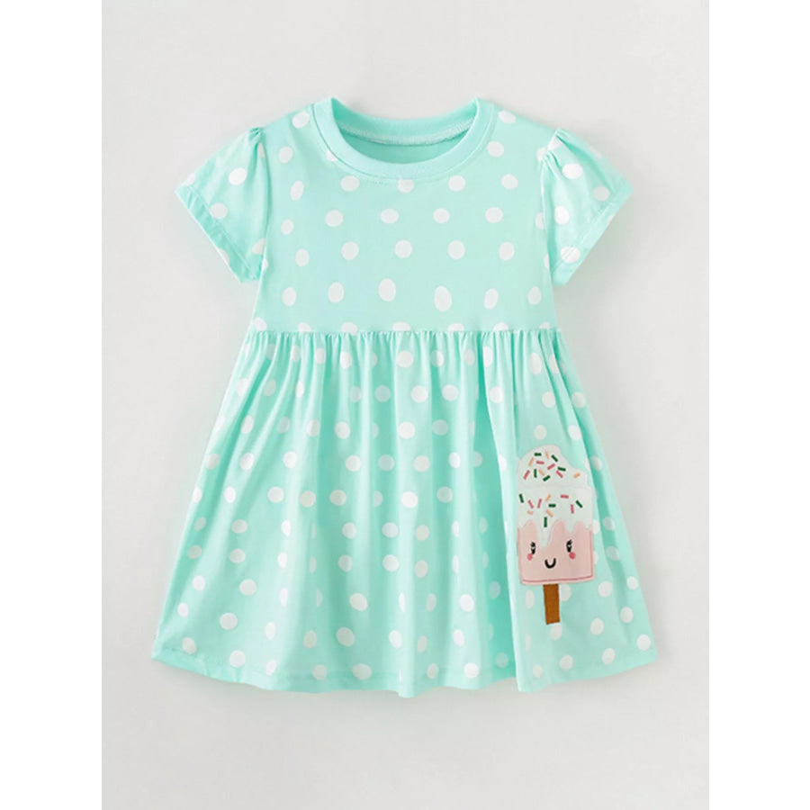 Children’s Cute Ice Cream Applique Polka Dot Dress Apparel and Accessories